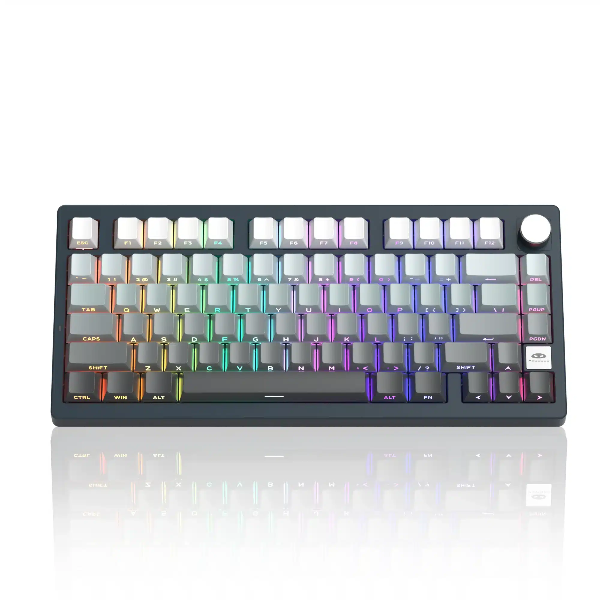 Light 75 white gray MageGee Light75 Wireless Hot-swappable Mechanical Keyboard RGB Backlit - Image 1